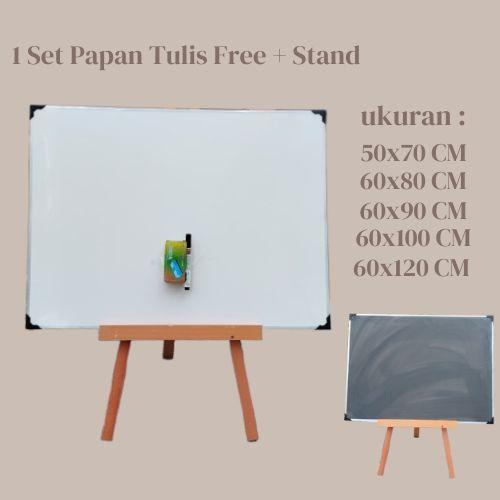 TERBARU! Whiteboard+Standing Ukuran Sedang 50x70/60x120 cm dengan Gratis Spidol dan Penghapus -