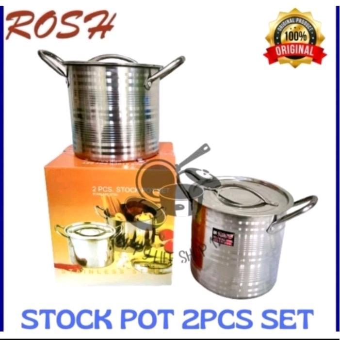 PANCI SET 2 ROSH STOCK POT SET 2 PCS PANCI SET ISI 2 STAINLESS STEEL 2pcs STOCKPOT ROSH