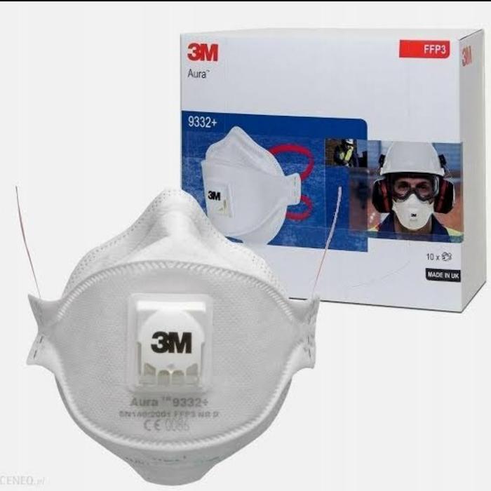 Masker 3M N95 Aura 9332+ Ffp3 1 Kotak Isi 10 Pcs Terlaris