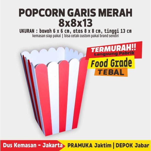Box Popcorn GARIS uk 8x8x13 cm Foodgrade ( ISI 10 PCS )