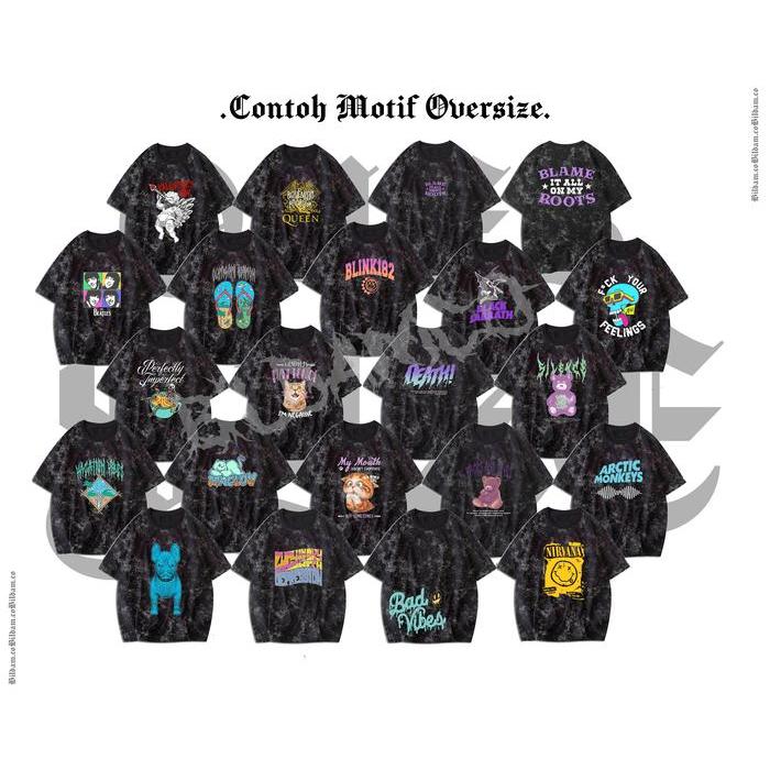 Premium 3Pcs Kaos Oversize Kaos Distro Pria Katun Santai Crew Neck V-Neck Slim-Fitting Polos Bunga