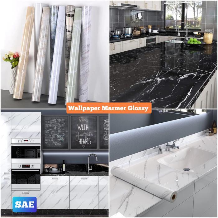 WALLPAPER STIKER MARMER untuk meja,lemari,meja dapur,lantai keramik