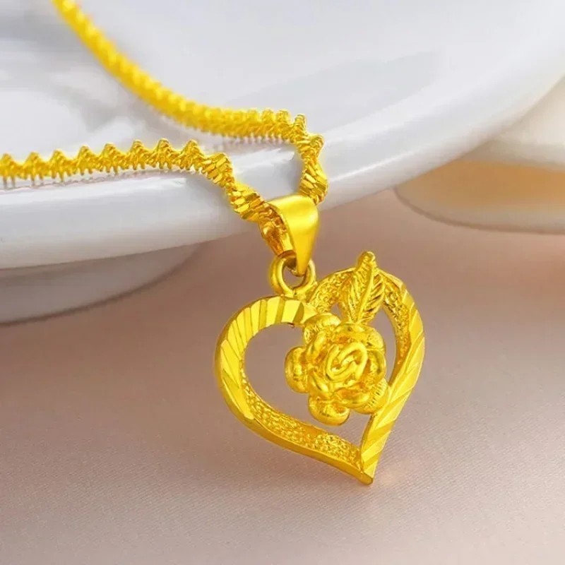 9999 24K REAL gold necklace women's real gold necklace pendant gold necklace women's jewelry fashion