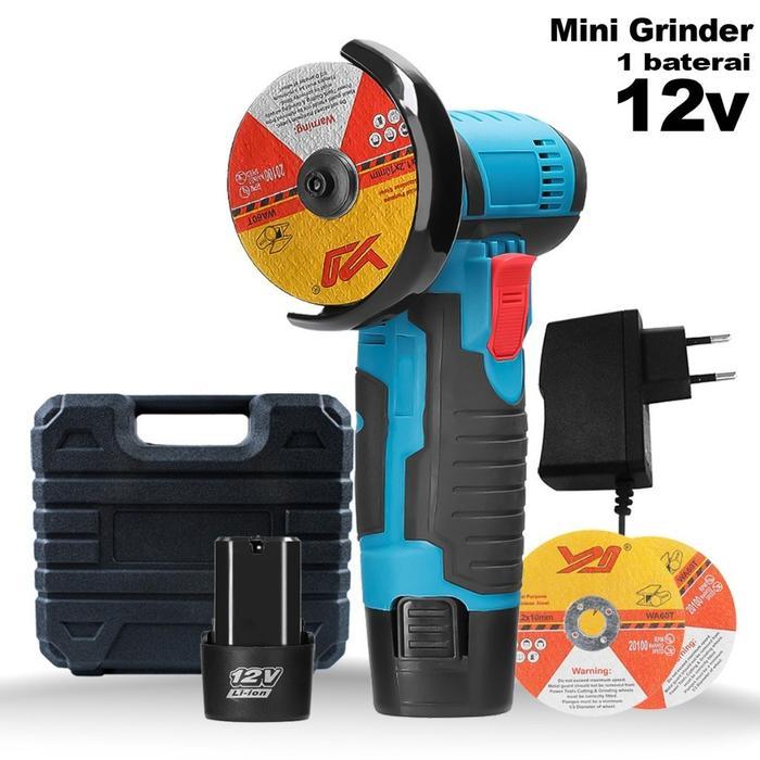 Gerinda Mini Cordless 12V 1Baterai/2Baterai Mesin Gerinda Sudut Tanpa Sikat