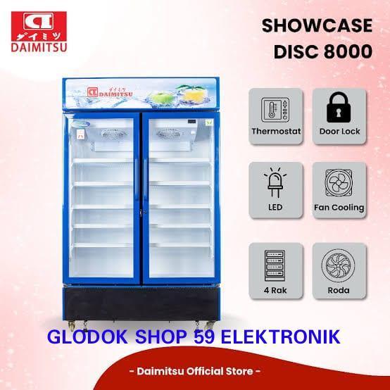SHOWCASE DAIMITSU DISC-8000 LEMARI PENDINGIN MINUMAN 2 PINTU 10 RAK
