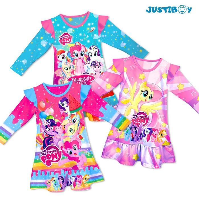 JUSTIBOY Dress Anak Perempuan Korean Style Gambar My Little Pony / Daster Baju Anak Cewek Murah