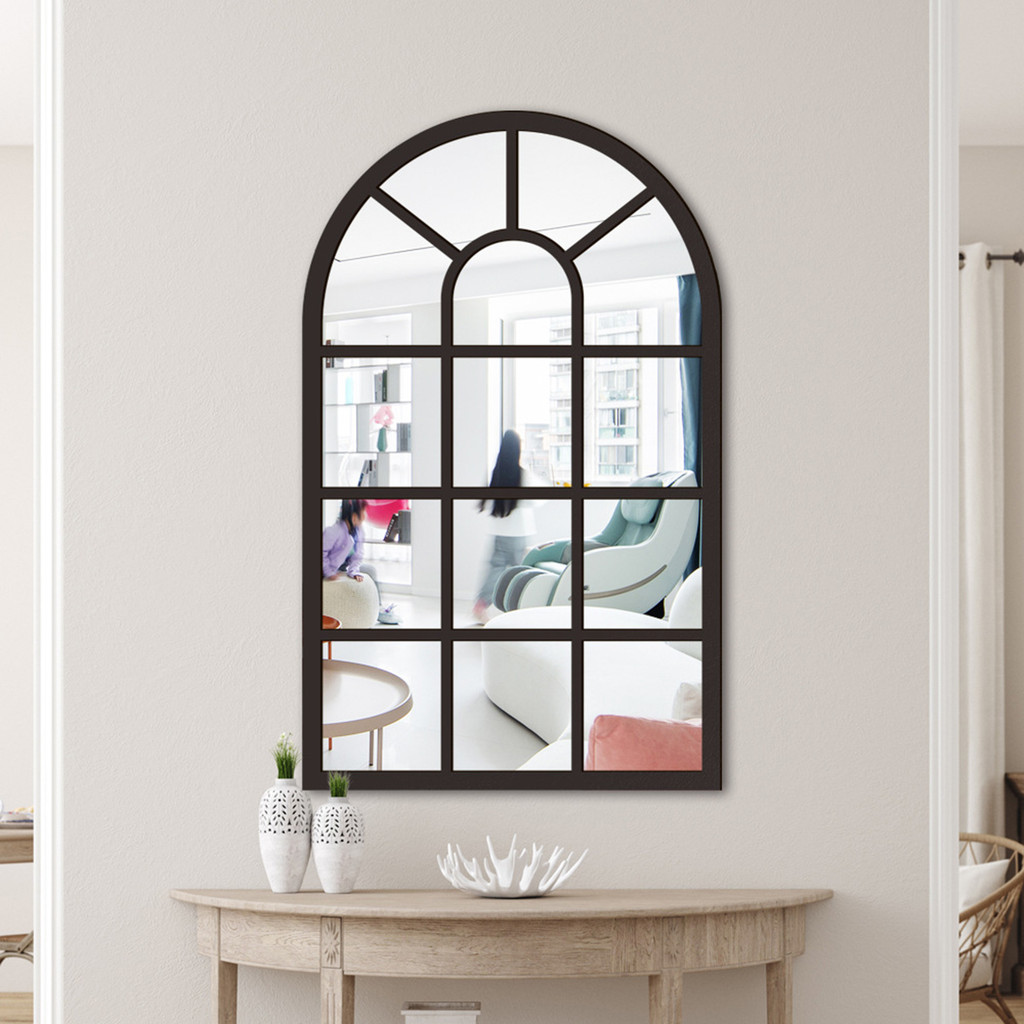 Arched Window Wall Mirror Wall Decorative Mirror Windowpane Arch Mirror for Bathroom Farmhouse