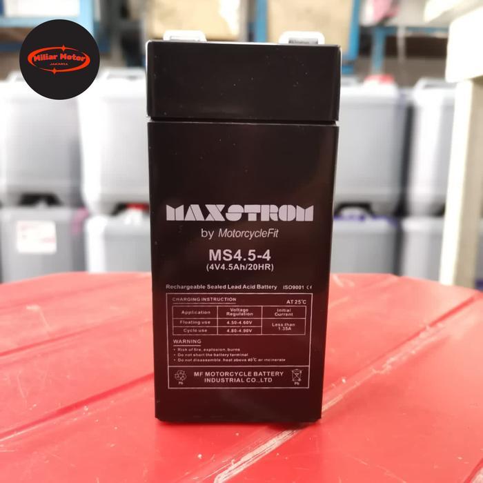 TERLARIS Aki Kering Maxstrom Battery Timbangan 4V 4.5Ah MS 4.5-4 VRLA SALE