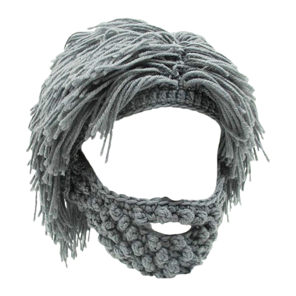 Creative Funny Knitted Cap Punk-style Handmade Knit Wig Beard Hat Warm Mad Scientist Hat Winter