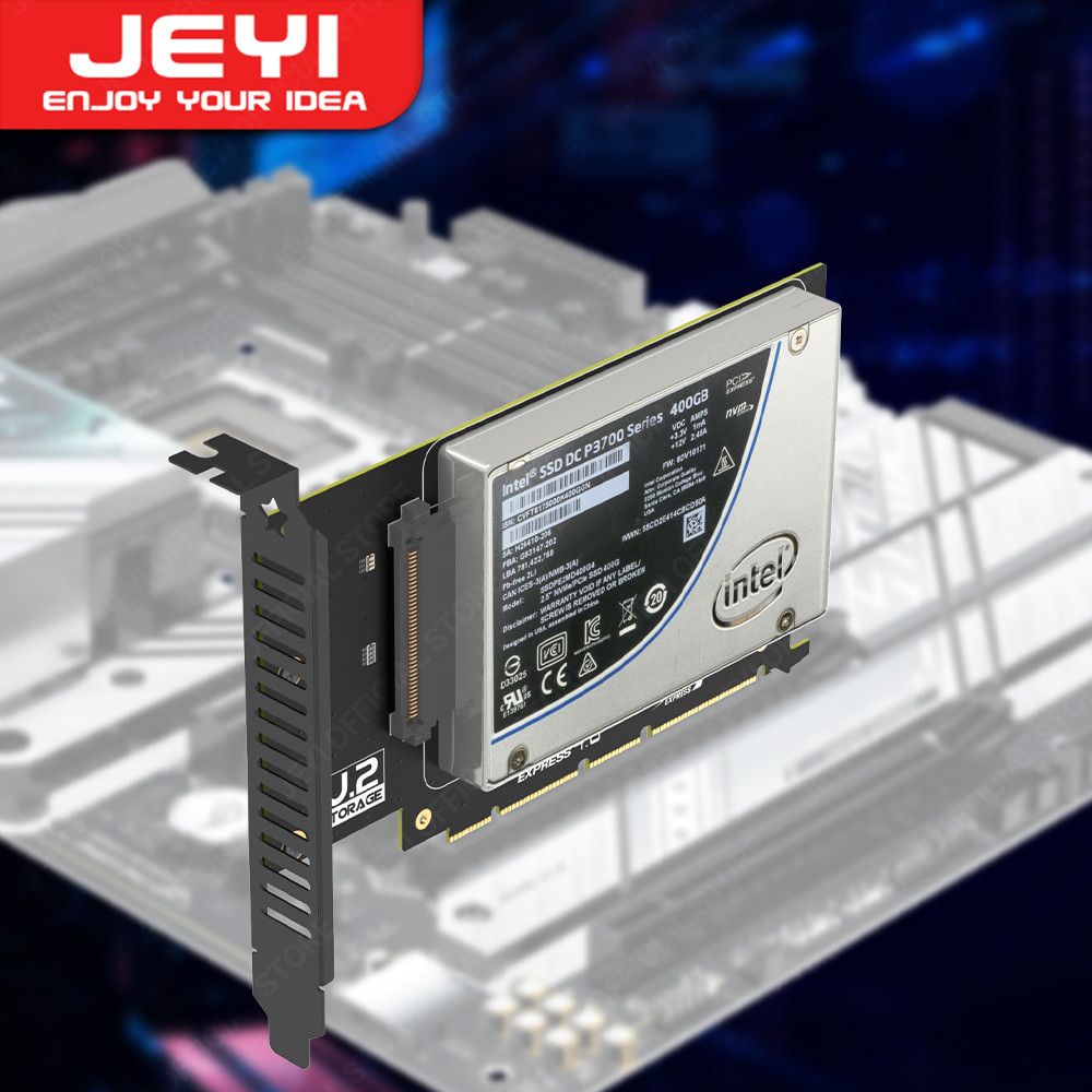 JEYI U.2 to PCIe 4.0 Adapter, NVMe 2.5" U.2 (SFF-8639) SSD PCIe x4 x8 x16 Expansion Card - U.2 SSD -
