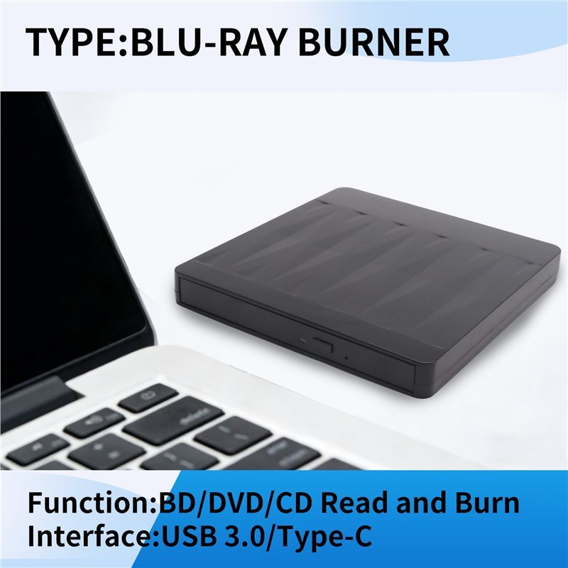 ABRJ-External Blu-Ray DVD Drive BD/DVD/CD -/+RW Optical Drives For Laptop Desktop Burner Player