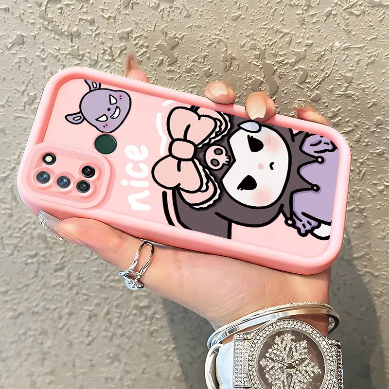 Casing Hp untuk Realme 7I C17 Case Bow Doll pink  Kasing silikon cocok pria dan wanita Cesing Kesing