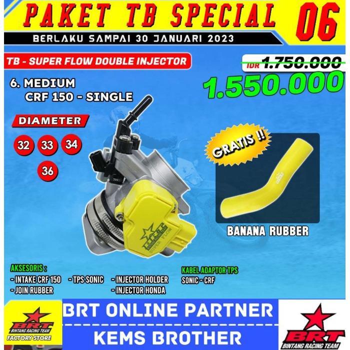 TB BRT THROTTLE BODY CRF BRT ORIGINAL 100% SUPERFLOW DOUBLE INJECTOR MOTOR