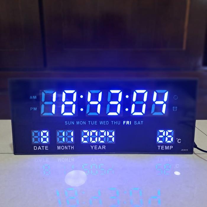 Jam Dinding Digital Led 3615 Led Biru Terpercaya