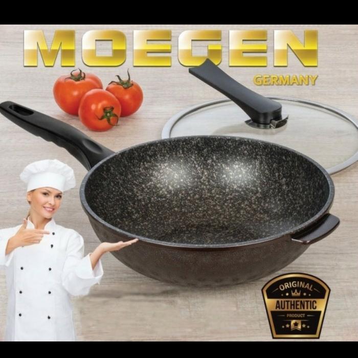 Panci Penggorengan Wajan Steamer Moegen Wok Germany Marble Tebal