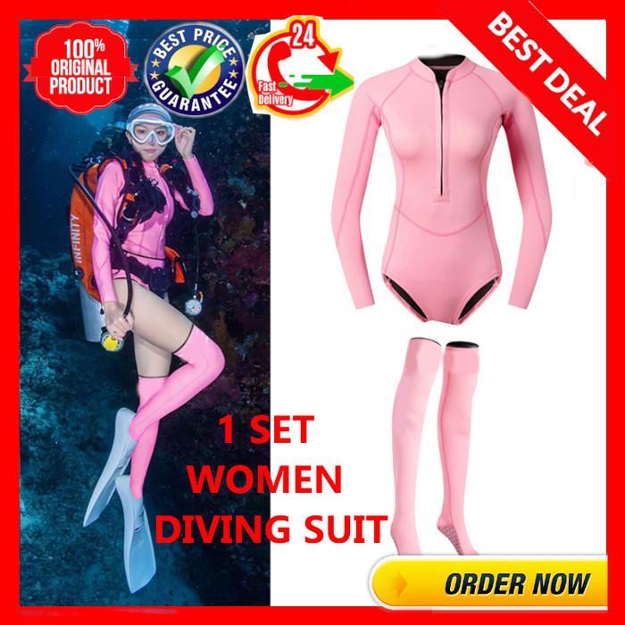 Wetsuit wanita 3mm neoprene divingsuit woman - Wetsuit Zipper WS13