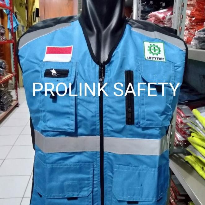 ROMPI SAFETY BIRU MUDA TOSKA LANGIT FREE LOGO K3 BENDERA FULL TASLAN