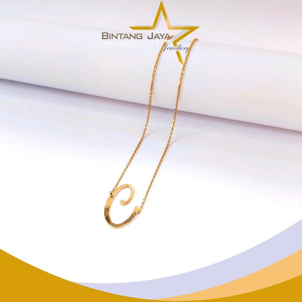 Kalung Emas Asli Asli Rantai Elly Huruf C - Kadar 16K - Berat 2,86gr - Inisial stylish untuk tampila