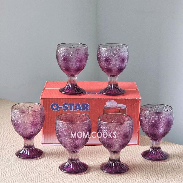 M232 [6 Pcs] Gelas Sloki Bintang Kaca Gelas Kaki Gelas Souvenir Gelas Kopi Gelas Minum Gelas