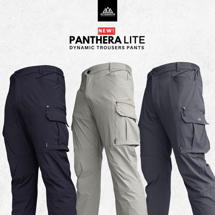 Celana Angsana Seri Panthera Lite Dynamic Cargo Concept Fit Slim Pria Panjang Hitam Katun Hitam