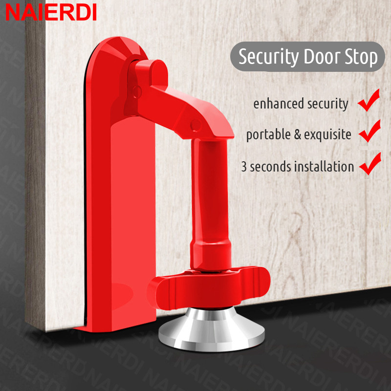 NAIERDI Security Door Stopper Portable Anti-Slip Door Lockdown Door Security Device Door Stop Safety