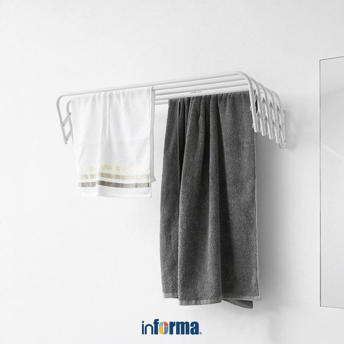 Informa Jemuran Dinding Rectractable 501 - Putih Gantungan Handuk Rak Baju Jemuran