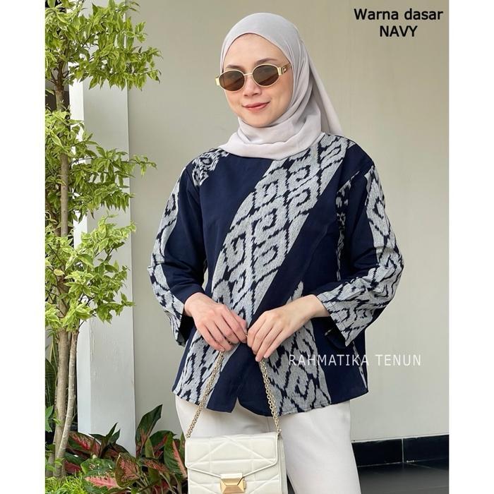 Blus tenun Amalia Series Blus tenun blanket Blus Etnik Wanita baju kerja modern