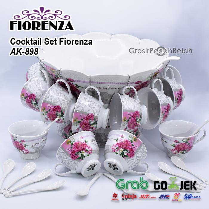 Gelas Mangkok Cocktail Set Wadah Es Buah Keramik Fiorenza AK-898