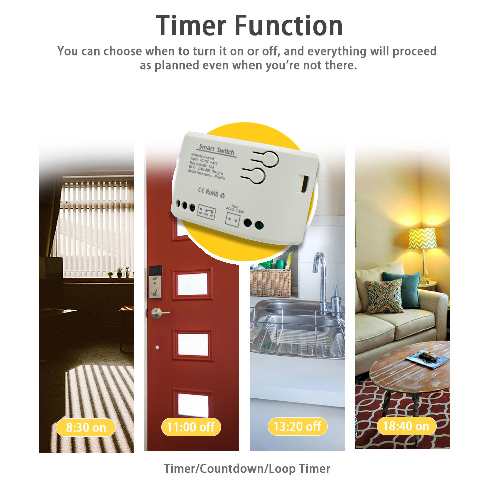 EWELINK WIFI Smart Garage Door Opener Gate Controller 433 Remote Control Circuit Breaker Switch