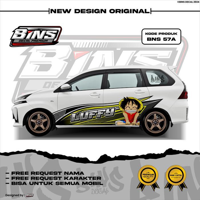 Bns57-Stiker Decal Mobil Avanza Swift Luffy One Piece-Stiker Mobil Free Custom Gambar Karakter