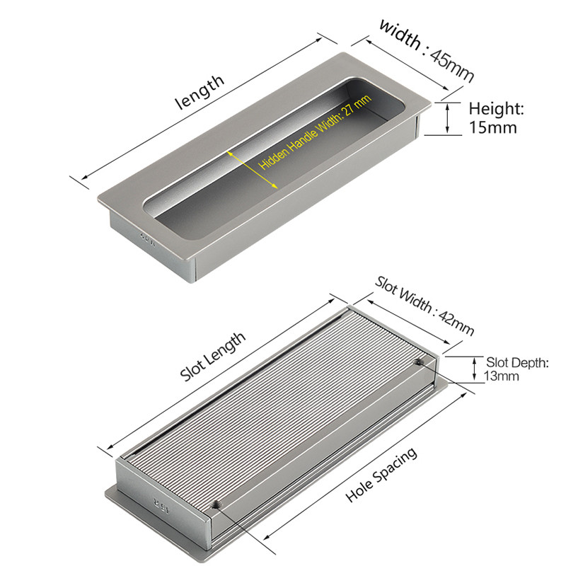 Invisible concealed handles for built-in wardrobe doors cabinet drawers sliding doors extended