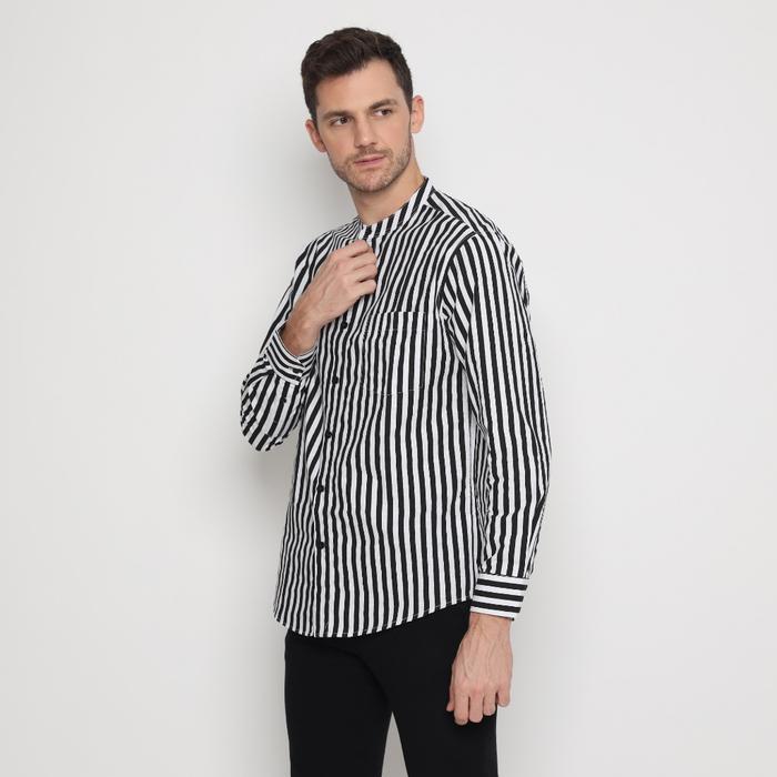 Platini Kemeja Koko Pria Salur Lengan Panjang Katun Hitam Putih 961257 #Gratisongkir #Sale #Discount