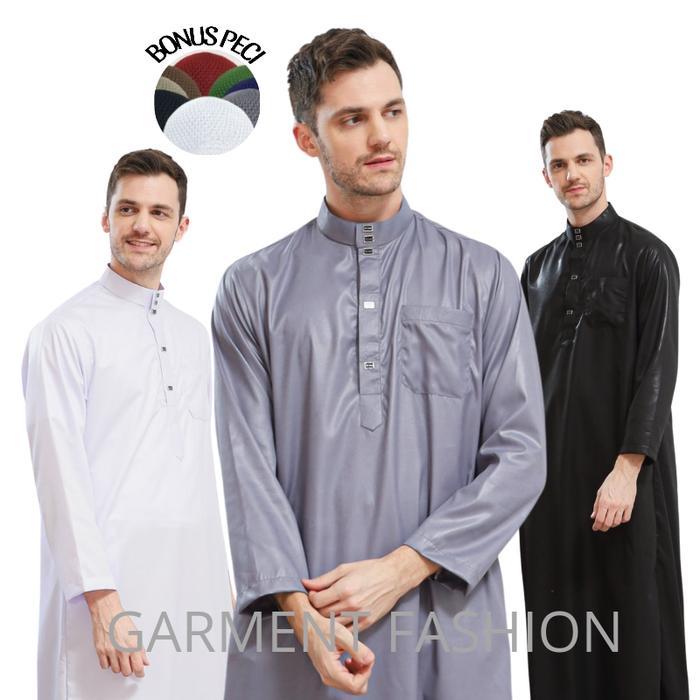 Jubah Dubai gamis pria lengan panjang polos premium thobe arab baju muslim pria dewasa dan remaja