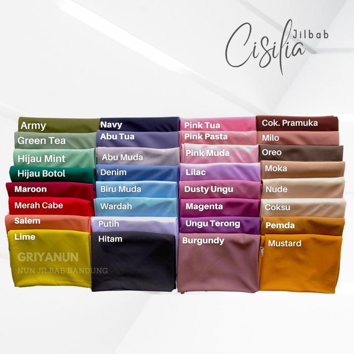 TERLARIS JILBAB CISILIA NUN JILBAB / SEGIEMPAT INSTAN KANCING NON PET