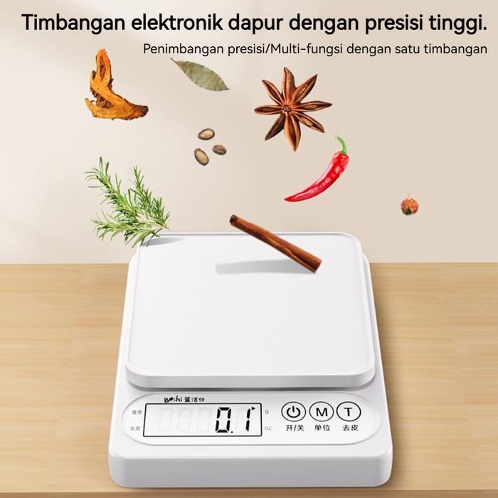 Timbangan Elektronik Presisi 5kg/10kg 0.1g untuk Bumbu Kopi Kue dengan Fungsi Tara dan USB Tipe-C