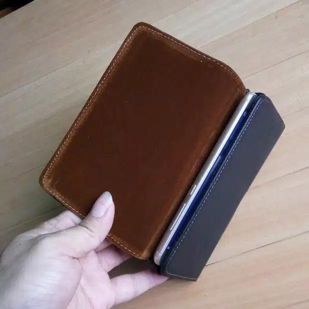 Dompet Pria Sarung Hp Dompet Hp Pinggang Kulit Asli Import Horizontal