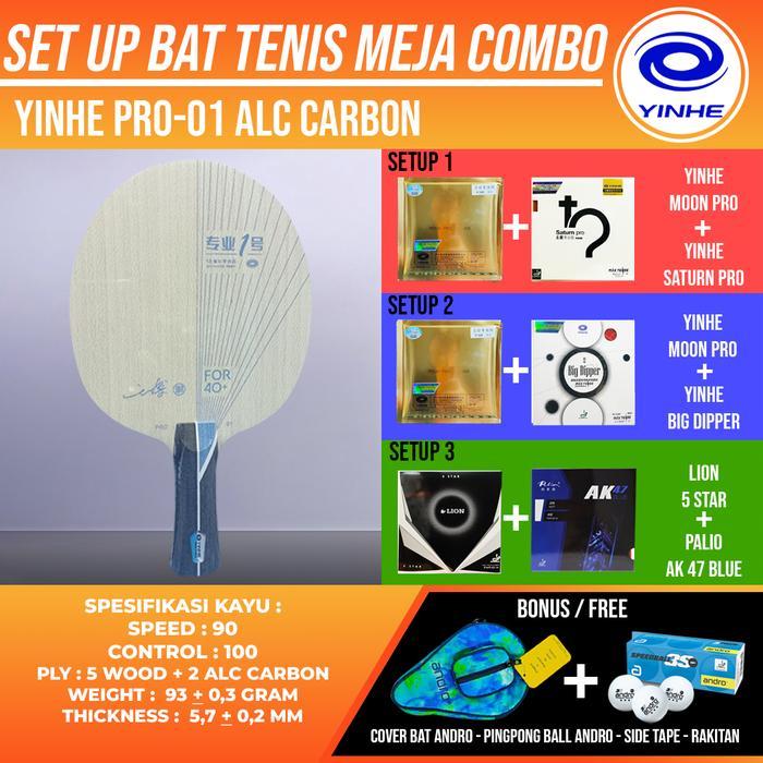 Paket Bat Pingpong Rakitan Yinhe Pro 01 ALC Carbon Palio Yinhe Lion
