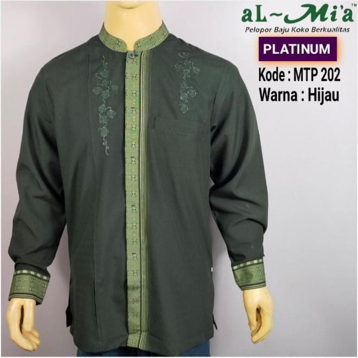 Baju Koko Al Mia Mt Platinum Hijau 100% Original Lengan Panjang Almia