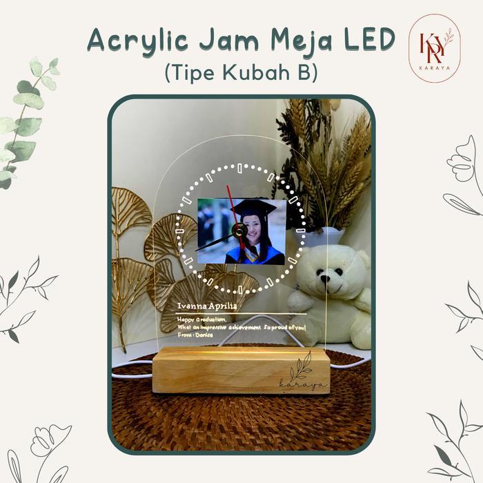 Jam Meja Akrilik LED Kado Wisuda Kado Ultah Cewek Hadiah Wisuda Hadiah Ulang Tahun Pernikahan Karaya