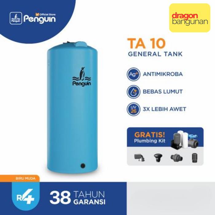 Tangki Air Penguin TA 10 Kapasitas 1000 Liter - Toren Tandon Air Penguin 1000 Liter Tall Slim - biru