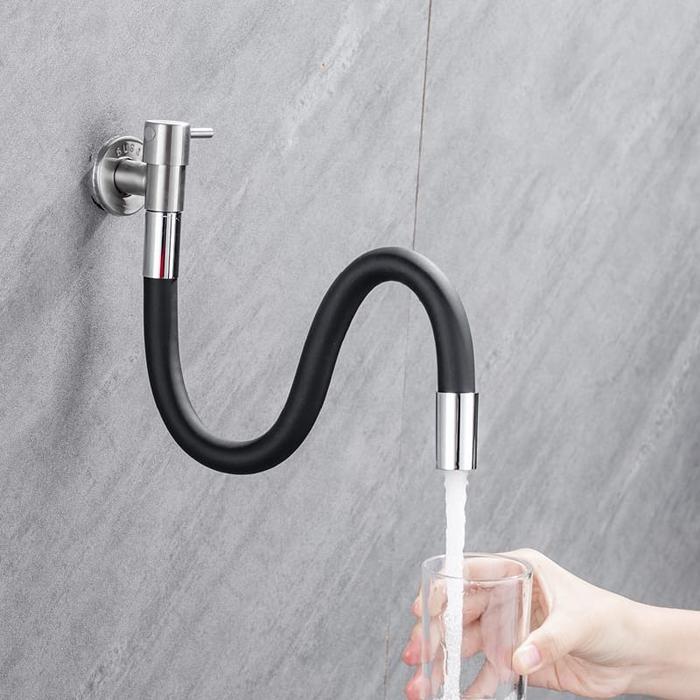 kran tembok stainless dengan selang sambungan flexible hitam keran air 1/2 inch SF