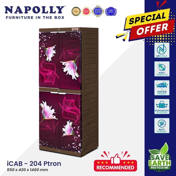Terbaru Best Quality 100% Original Lemari Pakaian Plastik Napolly Icab-204 Ptron