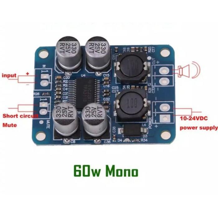 Modul Ampli Tpa3118D2 1X60W Mono 60W Amplifier Class D Tpa 3118 Pbtl Populer
