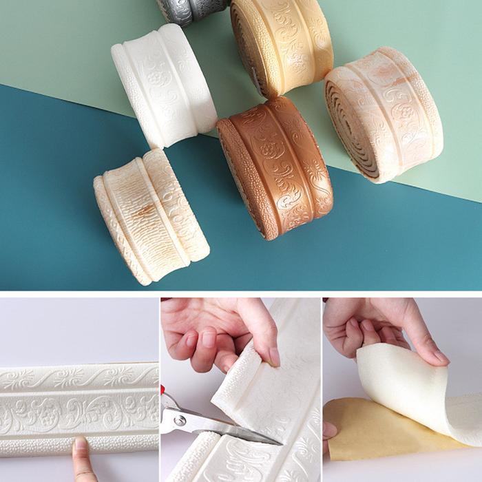 "New" Paus Biru - Paket 5 Pcs Wall Border List 2.3 M - Wallborder Foam 3D List Dinding Wallpaper 3D