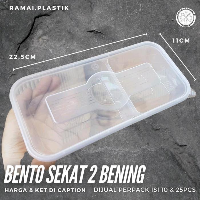 Bento Bening Sekat 2 isi 10pcs perpack/ thinwall persegi/ thinwall sekat 2