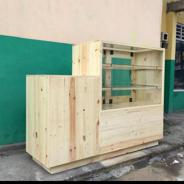 HOT SALE meja etalase / meja Display kayu jati belanda BISA GRAB