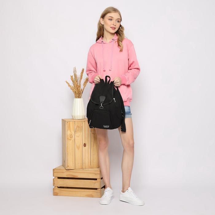 Top Tas Ransel Wanita TR5LITE Canvas Polos Hitam Martin Versa Backpack Polos