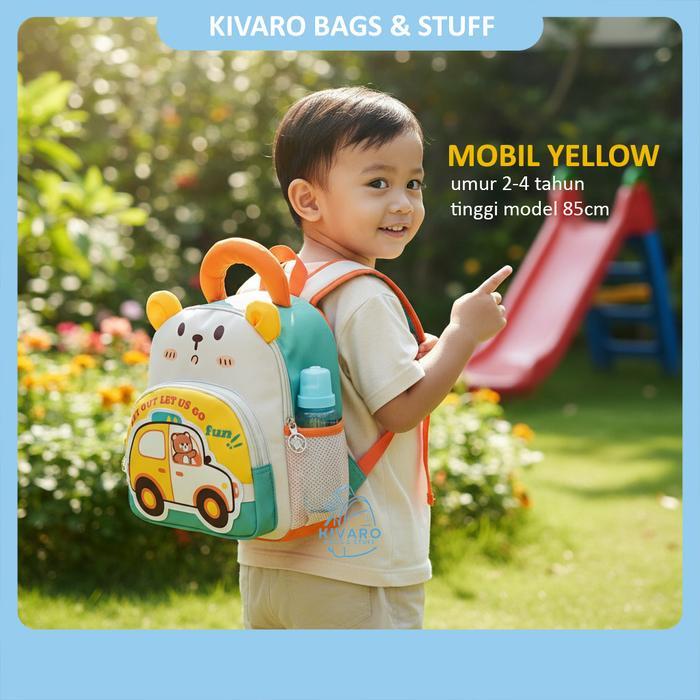 Sedia Tas Tayo Anak Laki2 TK Gambar Mobil Cerah Umur 2-4 Tahun Ukuran 28cm PAUD 626 Kivaro