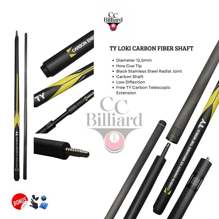 CC Billiard Stick Billiard TY Loki Carbon Shaft + TY Carbon Telescopic Extension Diameter 12.5 mm