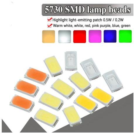 Lampu LED SMD Chip 5730 Putih Merah Kuning Biru Warm White Hijau